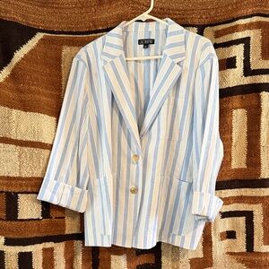 SALE 🦃 J Crew Women's Light Blue and White Striped Blazer